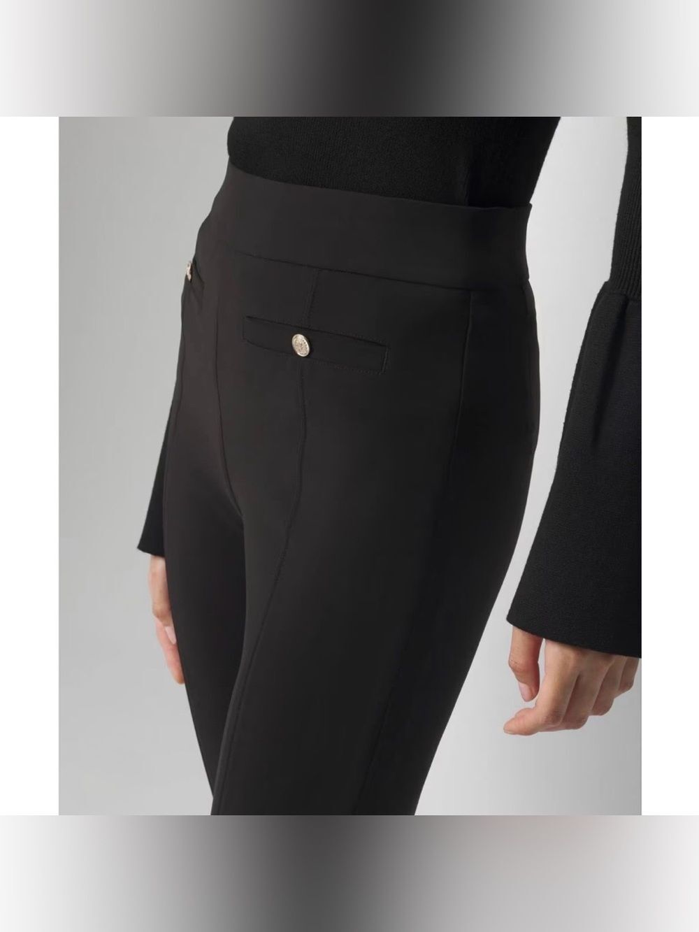 WHITE HOUSE BLACK MARKET High Rise Scuba Bootcut Pants Pull In Black 4L